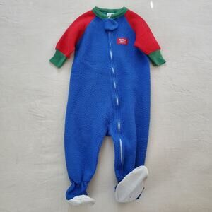 Vintage Oshkosh Color Block Footed PJs 3t